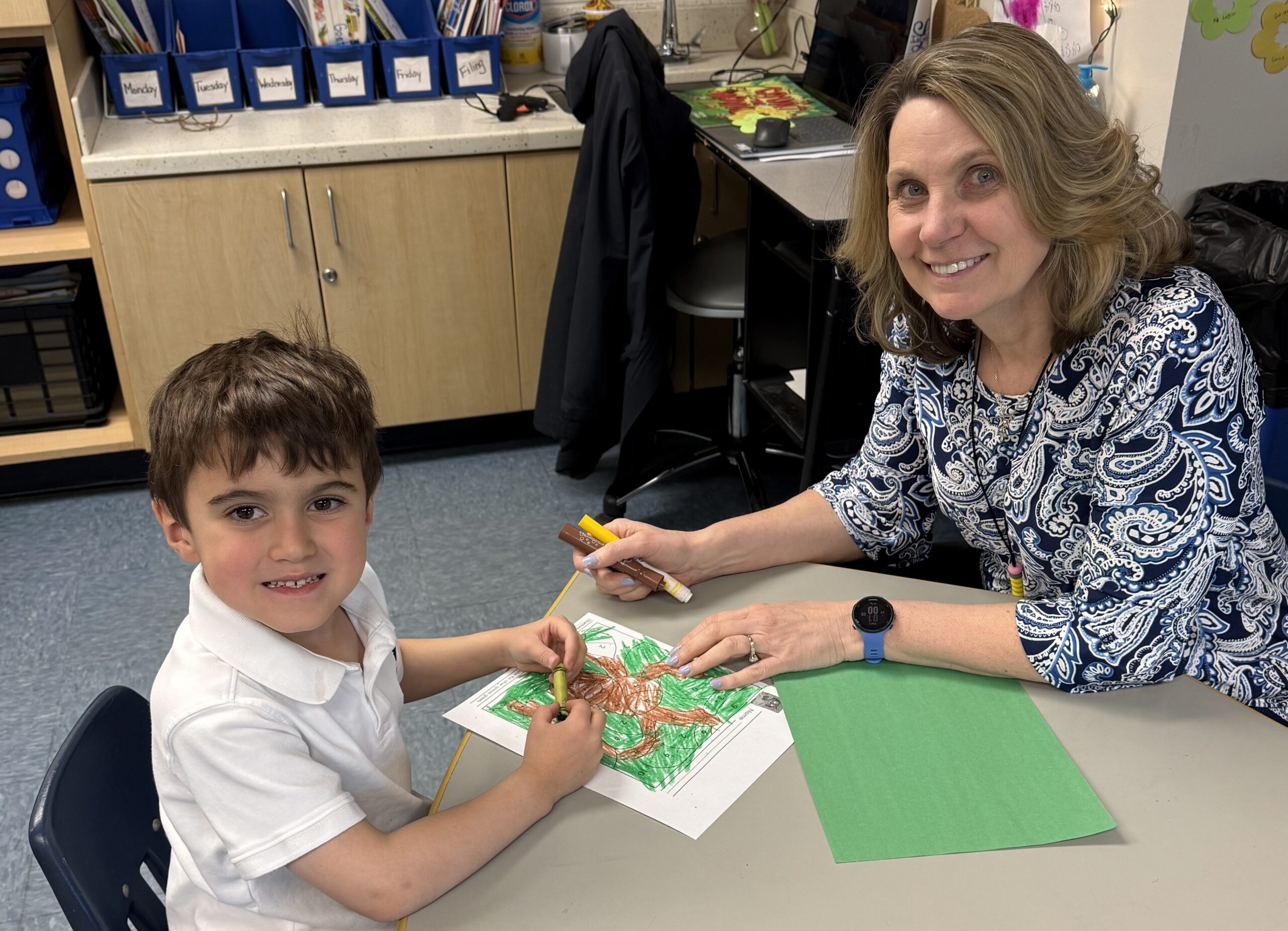 PK4 Teacher Lisa LeFebvre with student