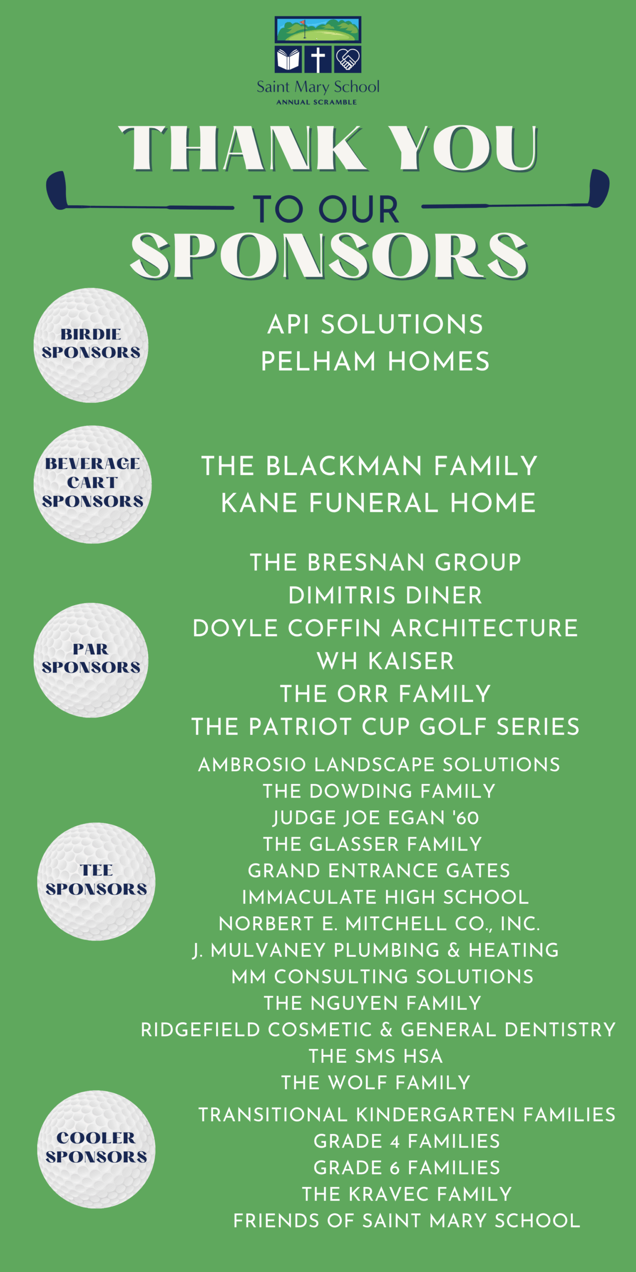 Golf Outing Sponsor Thankyou