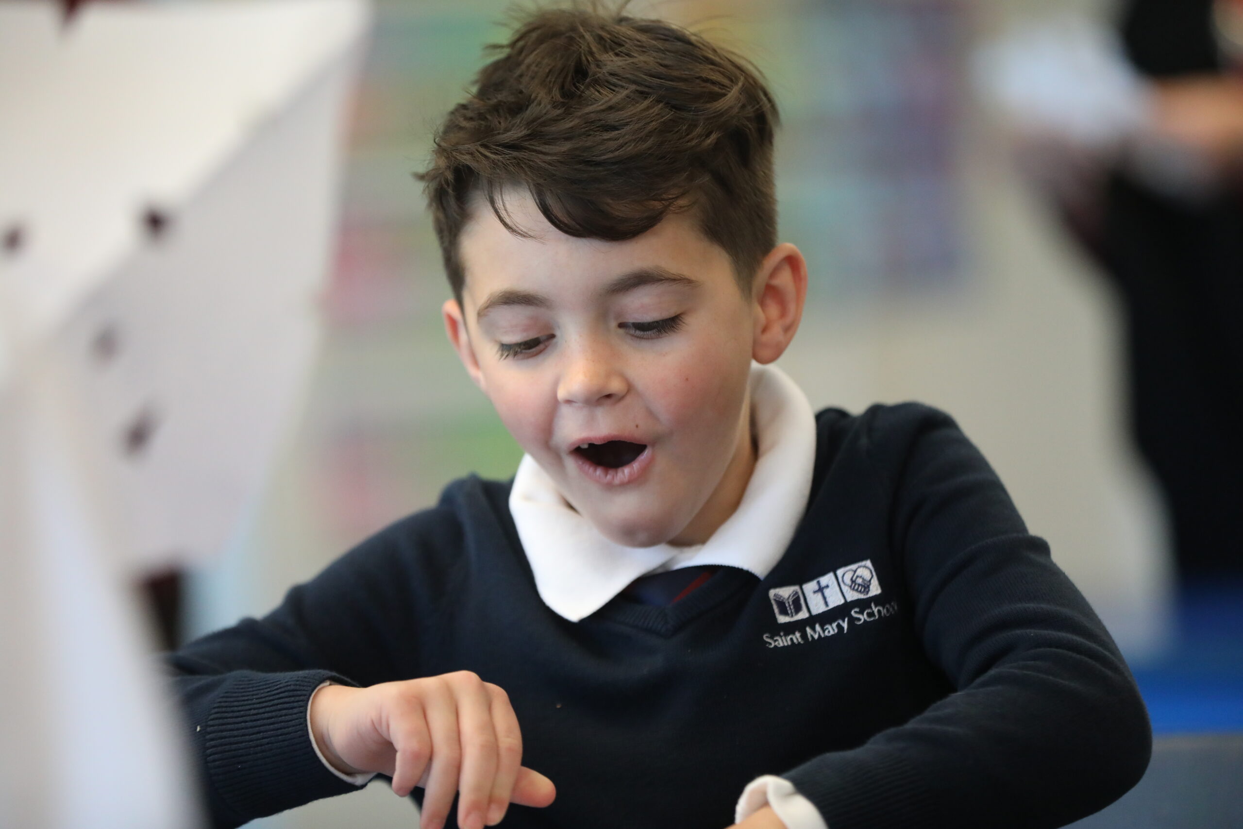 Elementary Boy learning