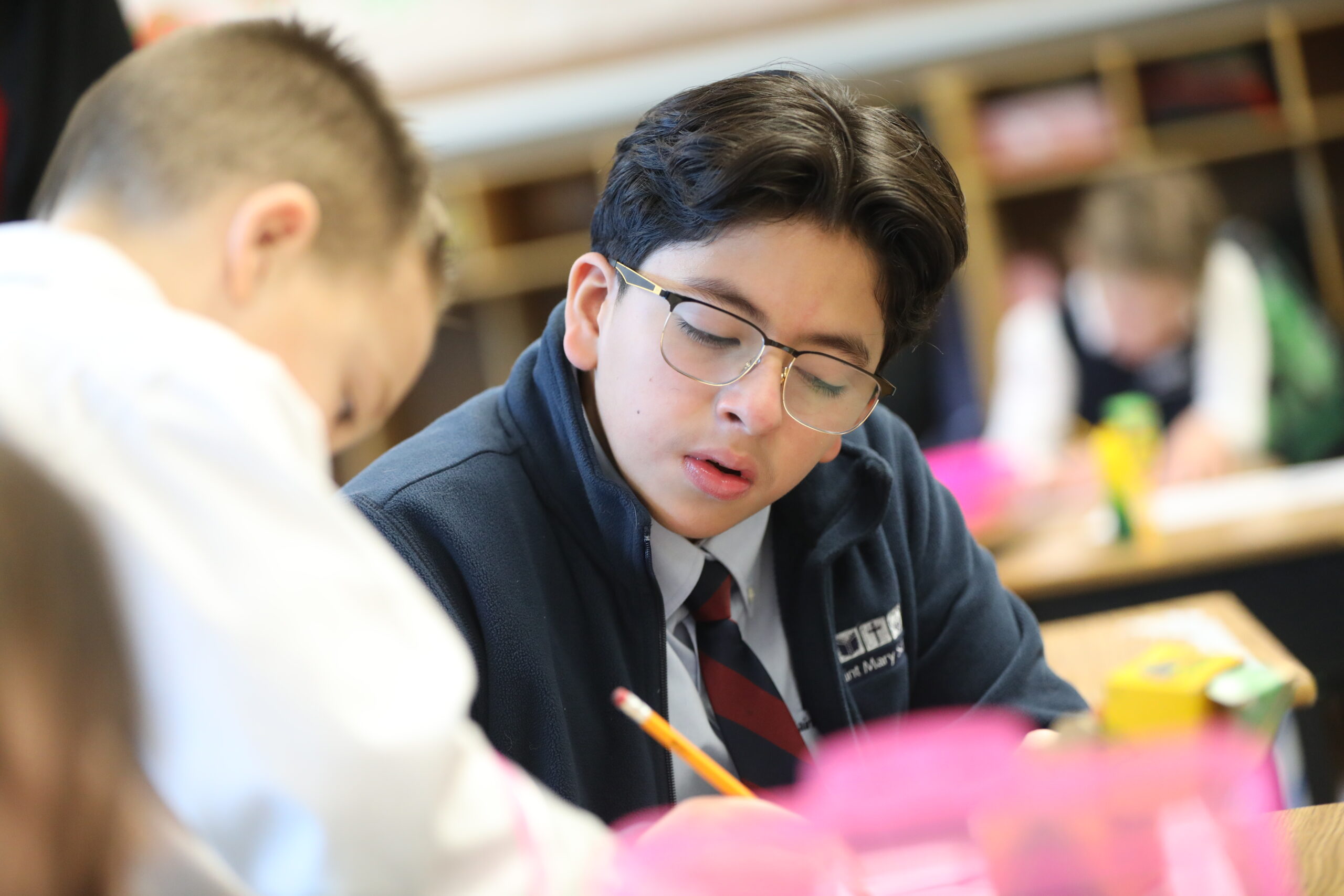 Middle School Boy learning