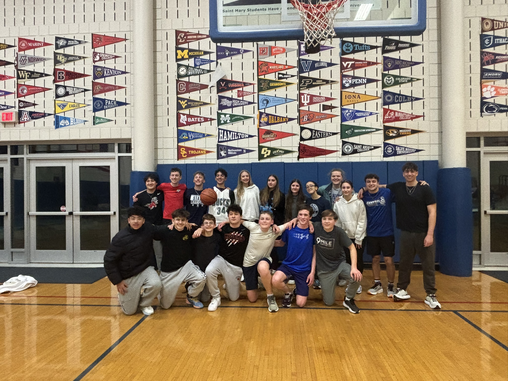 Aluni groupd shot after Middle School vs. Alumni Basketball Game 2026